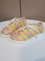 Women's striped print Moccasin shoes comfortable lightweight lace-up multiple sizes