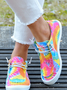 Women's comfortable lace-up flat Moccasins with Tie dye pattern in multiple sizes