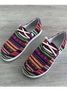Striped canvas contrast color comfortable breathable women's slip on moccasin shoes for four seasons