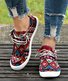 (small-size) Geometric Ethnic Graphic-Print Denim Lace-Up Canvas Flats