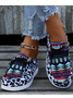 Cow and Leopard Printed Multicolor Canvas Lace-Up flat Moccasins with Round Toe
