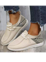  Geometric color matching knitted elastic breathable flat shoes casual women's shoes slip on