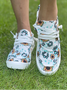 (small-size) Floral Casual White Canvas Moccasin Shoes Casual Slip On Wear-Resistant Non-slip