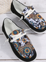  Printed lace-up flat shoes wear-resistant non-slip breathable slip-on
