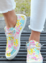 Pastel color Floral Flat Moccasin Slip On Shoes with Wear-Resistant Non-slip Lightweight