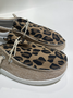 Leopard print stitching canvas shoes women's flat shoes slip on