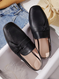 Leather slip-on women's muller flat shoes plain color