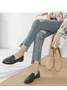 women's suede solid color slip on flat shoes