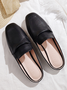 Plain leather women's Muller flat slip-on shoes