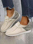  Geometric color matching knitted elastic breathable flat shoes casual women's shoes slip on