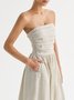 100% Linen Plain Cold Shoulder Dress