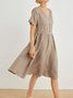 Plain Casual Loose Linen Dress With No