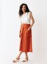 Cleo 100% Linen Orange Red Skirt