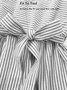 Jade Linen-Cotton Round Neck Belted Striped Dress