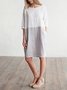 Crew Neck Loose Simple Color Block Dress With No