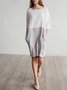 Crew Neck Loose Simple Color Block Dress With No