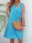 Plus Size Floral Print Beach Women Summer Midi Weaving Dress