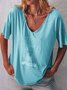 Casual Plus Size V Neck Tee Shirts Tops