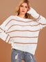 White Long Sleeve Casual Striped Sweater