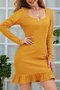 Women Vintage Plain Spring Polyester Ruched Daily Long sleeve Tight Crop Dresses