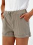 Pockets Solid Casual Shorts