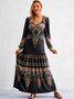 Boho U-Neck Cotton Blends Knitting Dress