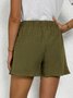 Solid Pockets Casual Cotton-Blend Shorts