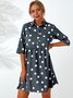 Holiday Polka Dots Shift Half Sleeve Weaving Dress