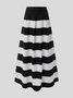 Striped Vintage Autumn Polyester Mid-weight Micro-Elasticity Formal Long A-Line Skirt for Women