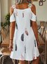 Feather V neck Casual Short Sleeve Dress