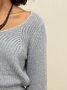 Grey Knitted Balloon Sleeve Sweater