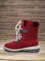 Wool Stitching PU Lace Buckle Middle Snow Snow Boots