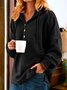 Plus Size Buttoned Solid Hoodies