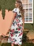 Short Sleeve Floral-Print Resort Knitting Dress