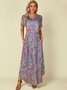 Casual A-Line Short Sleeve Ombre/tie-Dye Knitting Dress
