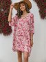3/4 Sleeve V Neck Resort Weaving Dress