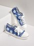 Women's Lily Graphic Print Denim Lace-Up Sneakers