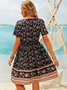 Plus Size Multicolor Short Sleeve Printed Casual Cotton Weaving Dress