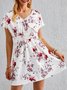 A-Line Floral Short Sleeve Casual Weaving Dress