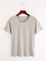 Women Plain Summer Casual Micro-Elasticity Daily Standard Fit H-Line Regular T-shirt