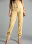 Solid Drawstring Casual Linen Pants Women Trousers
