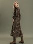 Long sleeve V Neck Casual Leopard Weaving Dress