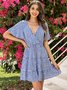 Casual Floral Short Sleeve Cotton Weaving Dress