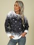 Snowflake Printed Round Neck Loosen Casual Sweatshirts