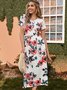 Short Sleeve Floral-Print Resort Knitting Dress