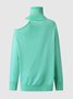 Women Casual Solid Autumn Polyester Mid-weight Hollow Out Long sleeve Loose Turtleneck Sweater