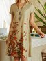 Cotton-Blend Casual Short Sleeve Weaving Dress