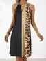 Leopard Sleeveless  Printed  Cotton-blend Halter Sexy  Summer Multicolor Dress