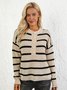 Striped Loosen Casual V Neck Sweater