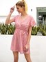 Short Sleeve A-Line Polyester Cotton Casual Weaving Dress